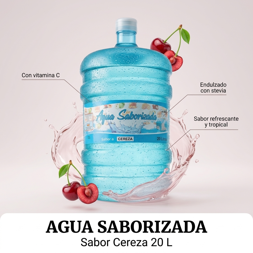 Agua Saborizada Sabor Cereza Botellón 20 Litros