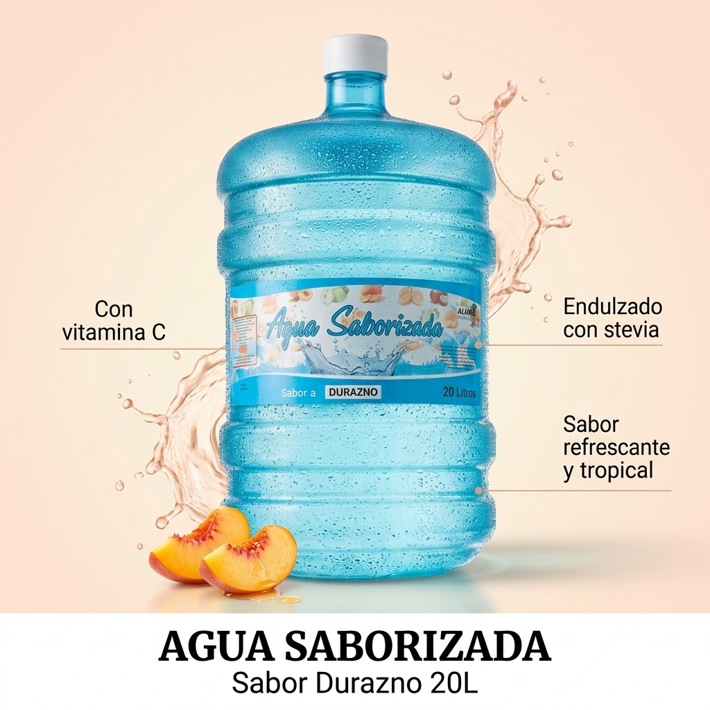 Agua Saborizada Sabor Durazno Botellón 20 Litros