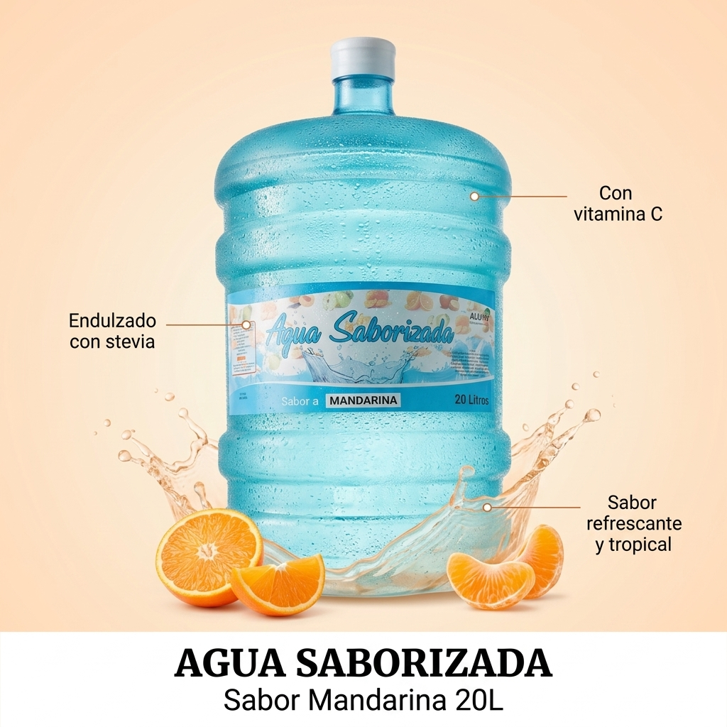 Agua Saborizada Sabor Mandarina Botellón 20 Litros