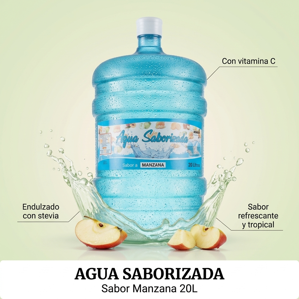 Agua Saborizada Sabor Manzana Botellón 20 Litros