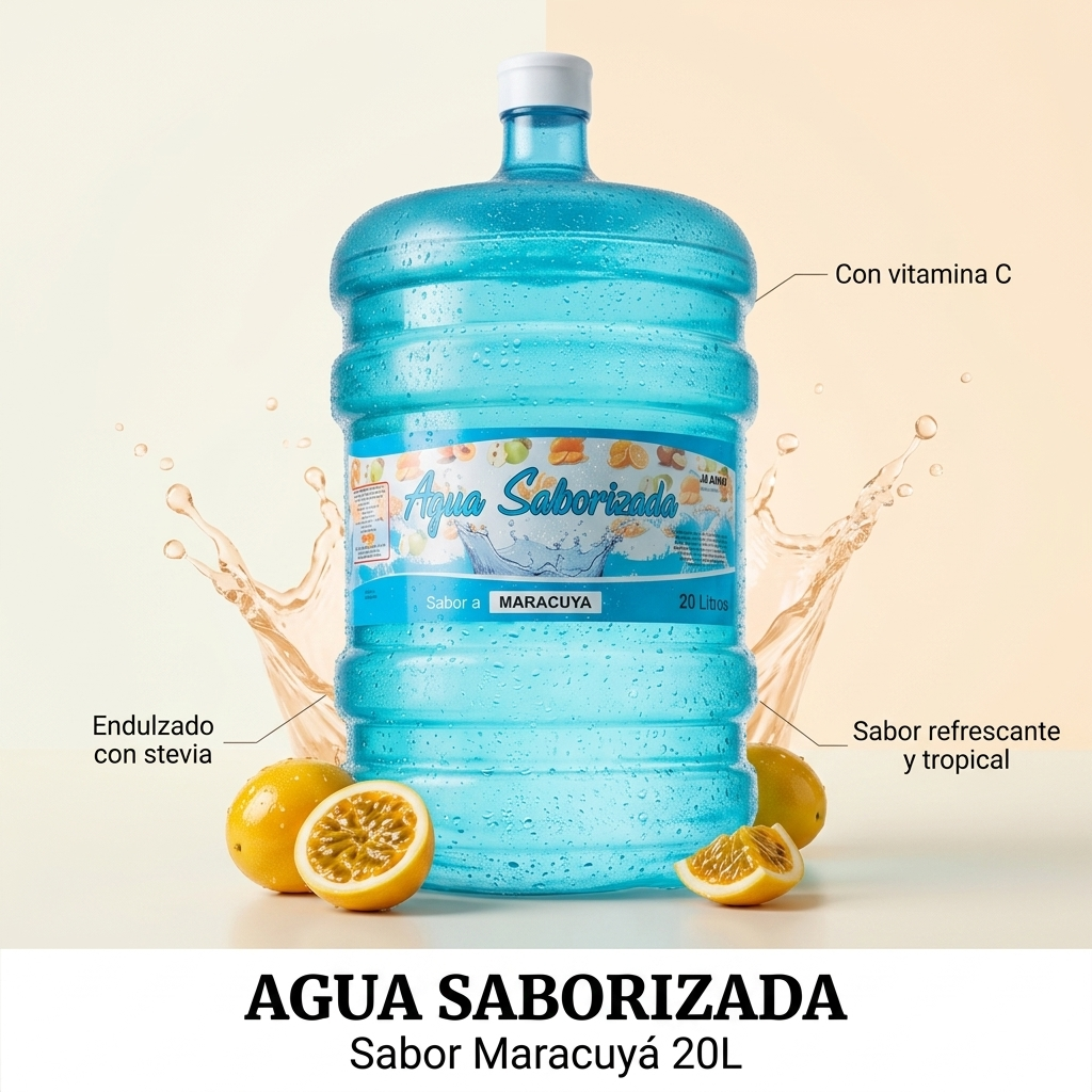 Agua Saborizada Sabor Maracuyá Botellón 20 Litros