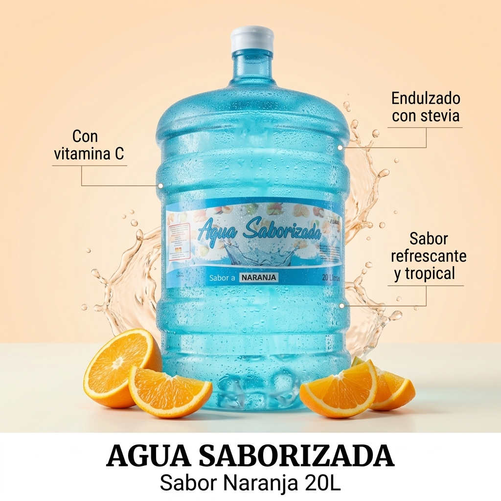 Agua Saborizada Sabor Naranja Botellón 20 Litros