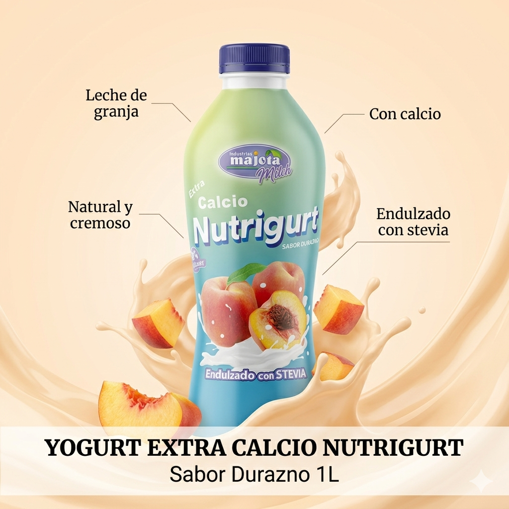 Yogurt Extra Calcio Sabor Durazno 1 Litro